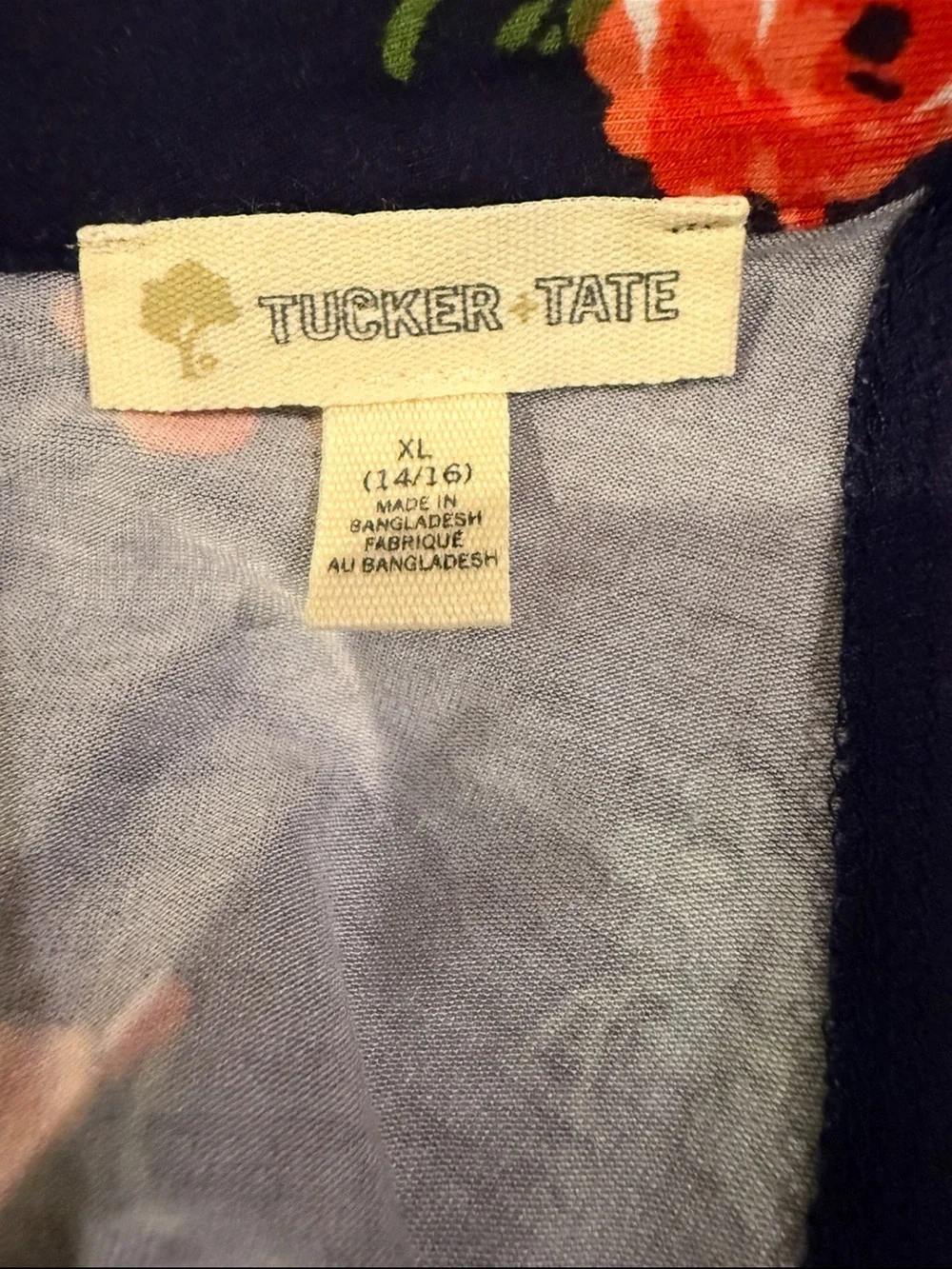 Tucker Tate Floral Swing Dress Girls XL 14/16 Navy Sleeveless Boho